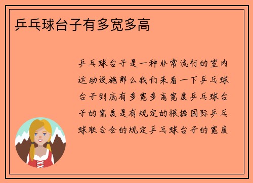 乒乓球台子有多宽多高